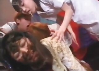 Nympho brunette Asian covers in poo tube videos