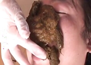 Cute teen in a censored video with piss and scat