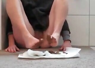 Putting her feet all over the warm faces